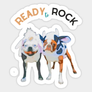 ready to rock two dogs ready for Halloween halloween costume Sticker